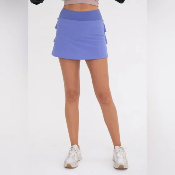 Mono B Micro - Perforated Ruffled Back Skort. - Picture 2 of 9